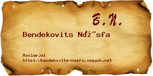 Bendekovits Násfa névjegykártya